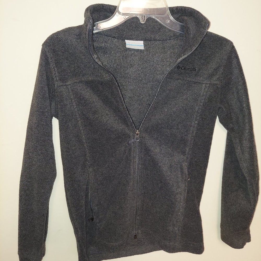 Columbia Fleece Jacket Youth Boys MEDIUM Gray Full Zip M Hiking